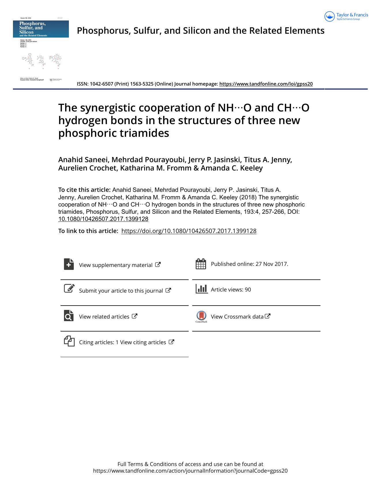The synergistic cooperation of NH'357O and CH'357O hydrogen bonds in the structures of three new phosphoric triamides by unknow