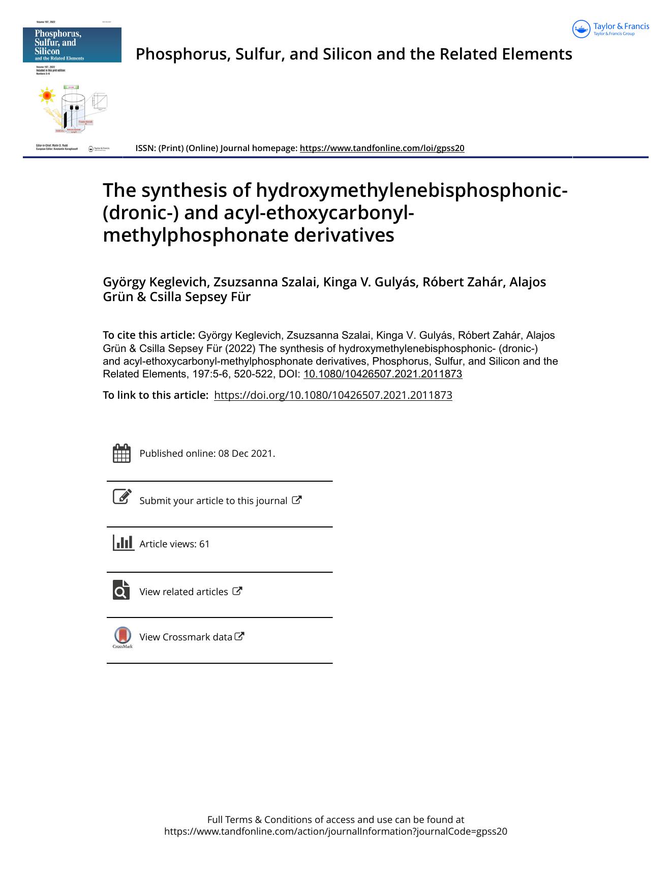 The synthesis of hydroxymethylenebisphosphonic- (dronic-) and acyl-ethoxycarbonyl-methylphosphonate derivatives by unknow