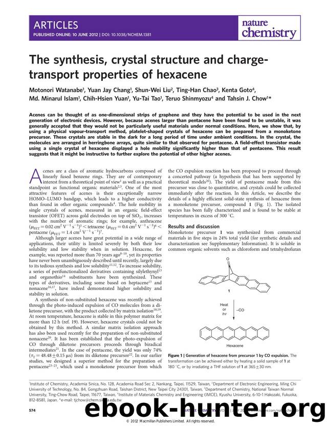 The synthesis, crystal structure and charge-transport properties of hexacene by unknow