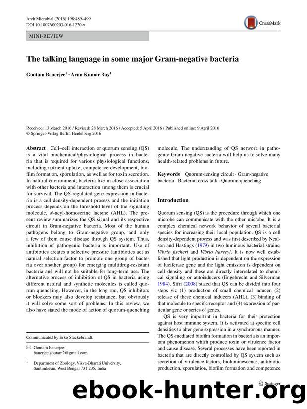 The talking language in some major Gram-negative bacteria by Goutam Banerjee & Arun Kumar Ray