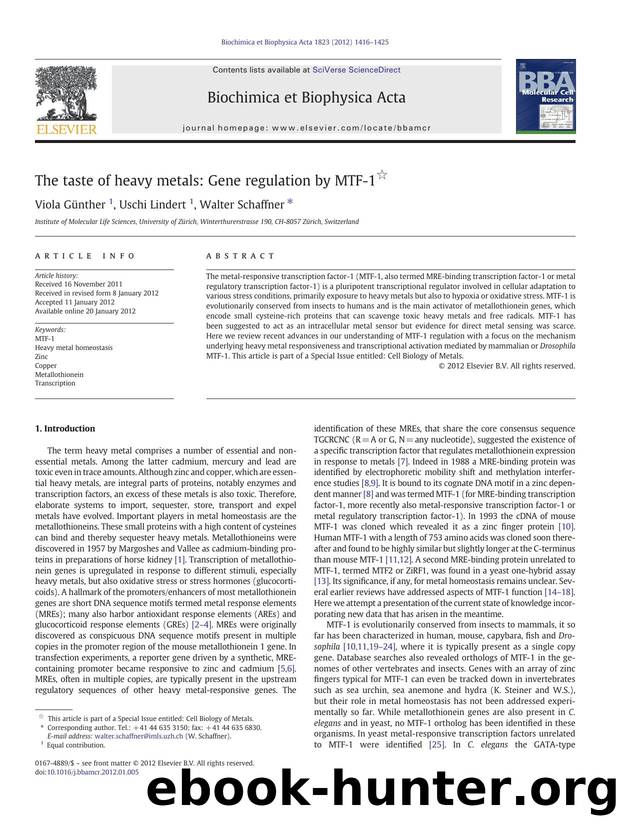 The taste of heavy metals: Gene regulation by MTF-1 by Viola Günther & Uschi Lindert & Walter Schaffner