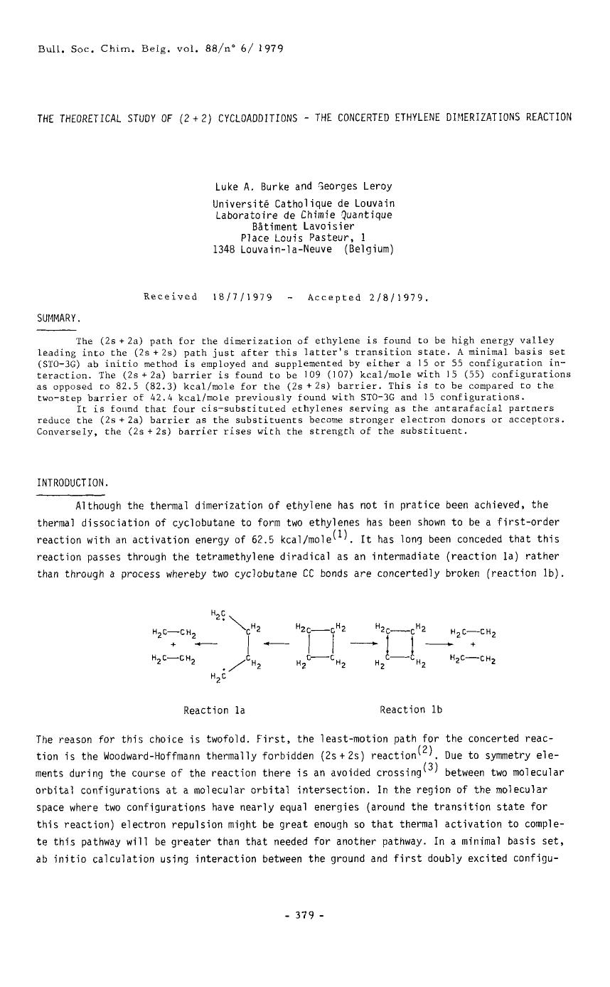 The theoretical study of (2 + 2) cycloadditions the concerted ethylene dimerizations reaction by Unknown