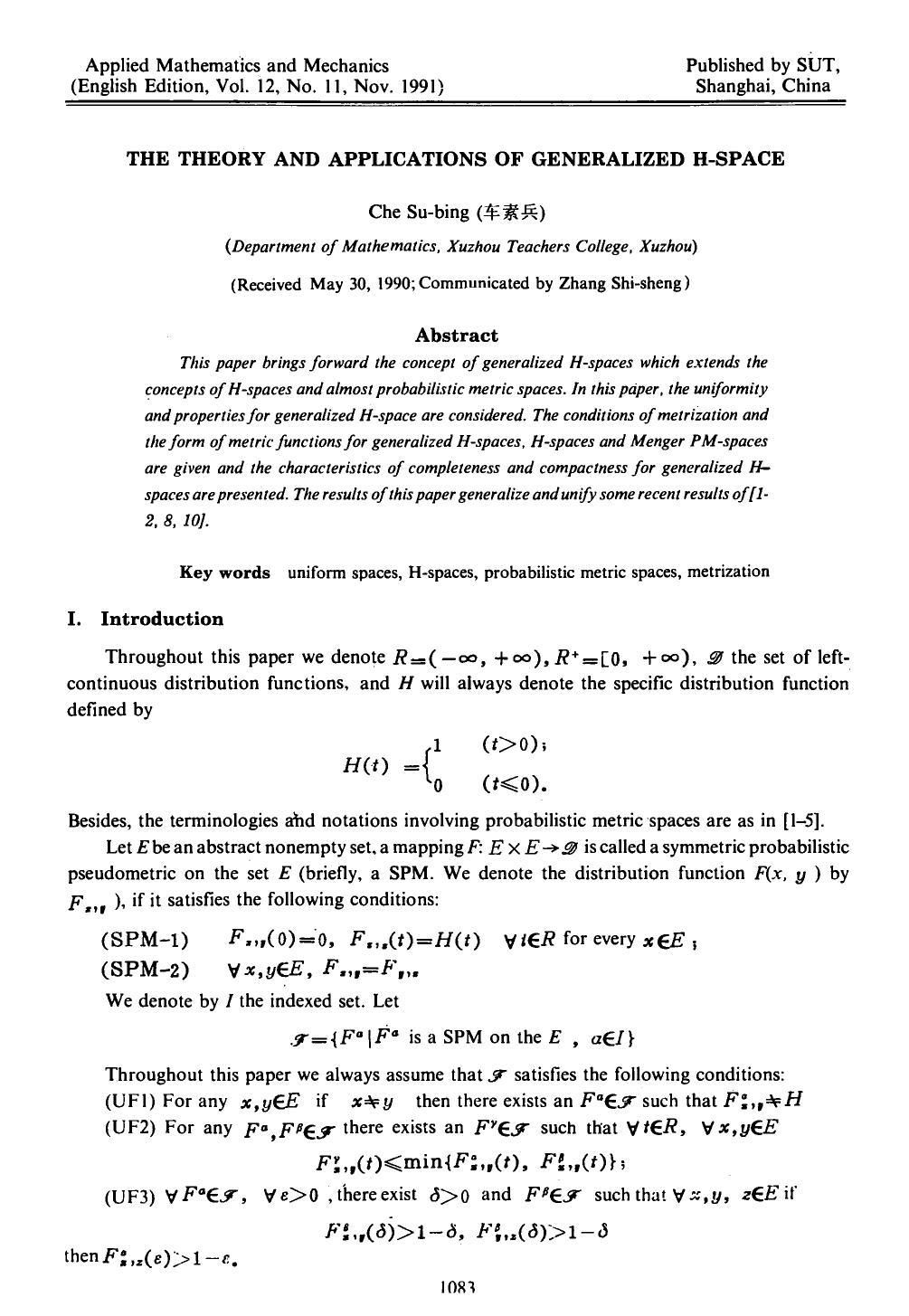 The theory and applications of generalized H-space by Unknown