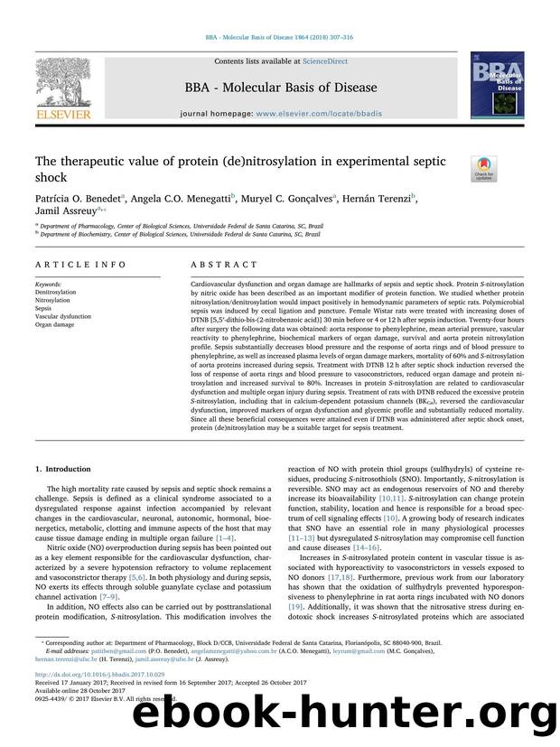 The therapeutic value of protein (de)nitrosylation in experimental septic shock by unknow