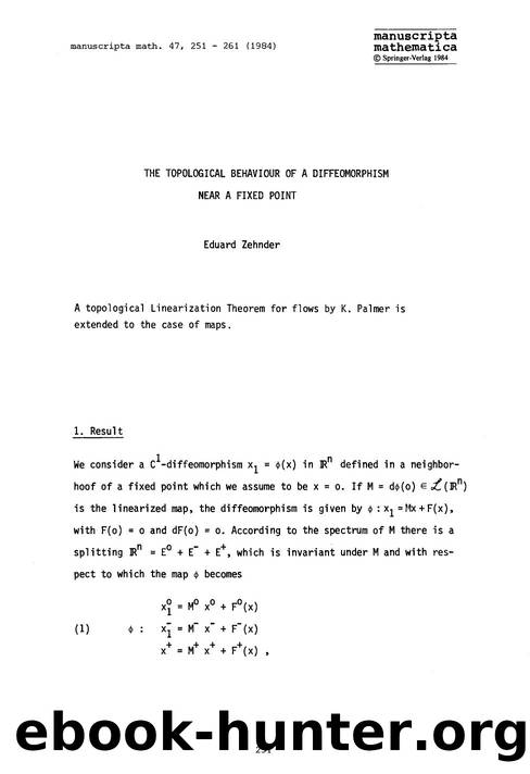 The topological behaviour of a diffeomorphism near a fixed point by Unknown