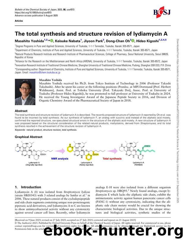 The total synthesis and structure revision of lydiamycin A by Masahito Yoshida & Keisuke Nabata & Jiyoon Park & Dong-Chan Oh & Hideo Kigoshi
