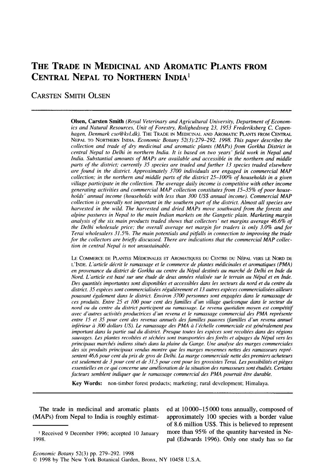 The trade in medicinal and aromatic plants from central Nepal to Northern India by Unknown