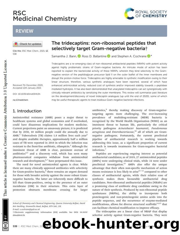 The tridecaptins: non-ribosomal peptides that selectively target Gram-negative bacteria by Samantha J. Bann & Ross D. Ballantine & Stephen A. Cochrane