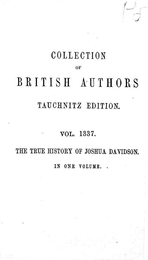The true history of joshua davidson by 1873