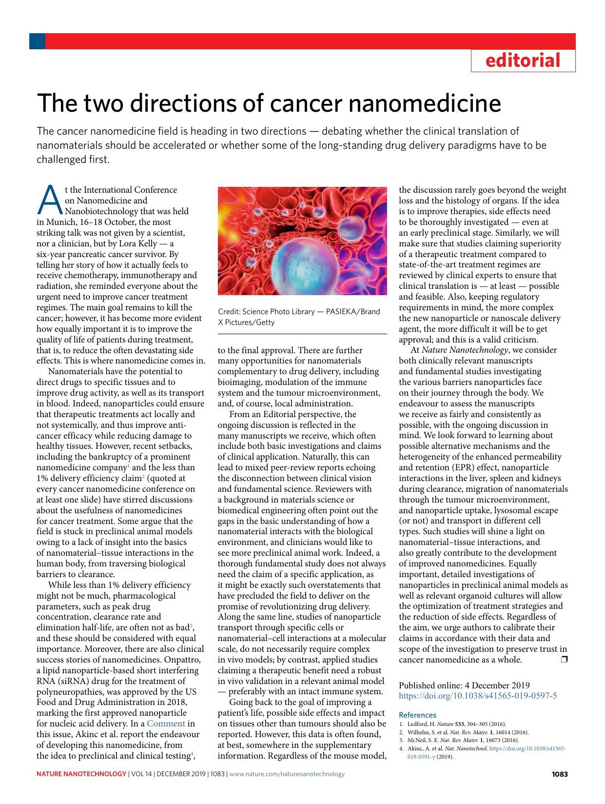 The two directions of cancer nanomedicine by Unknown