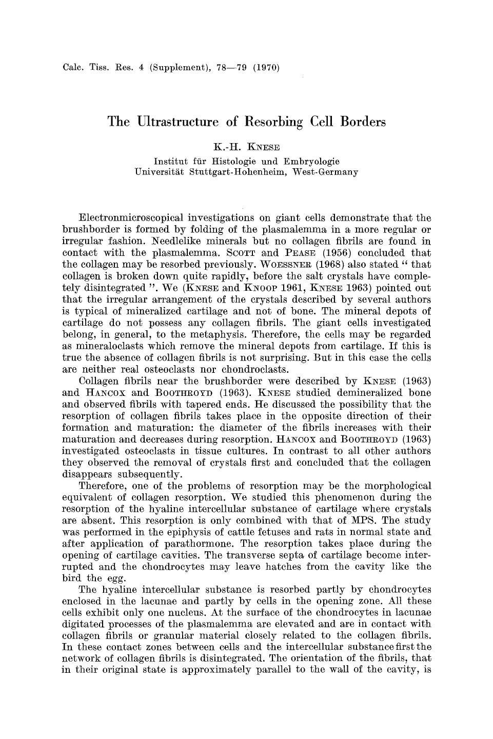 The ultrastructure of resorbing cell borders by Unknown