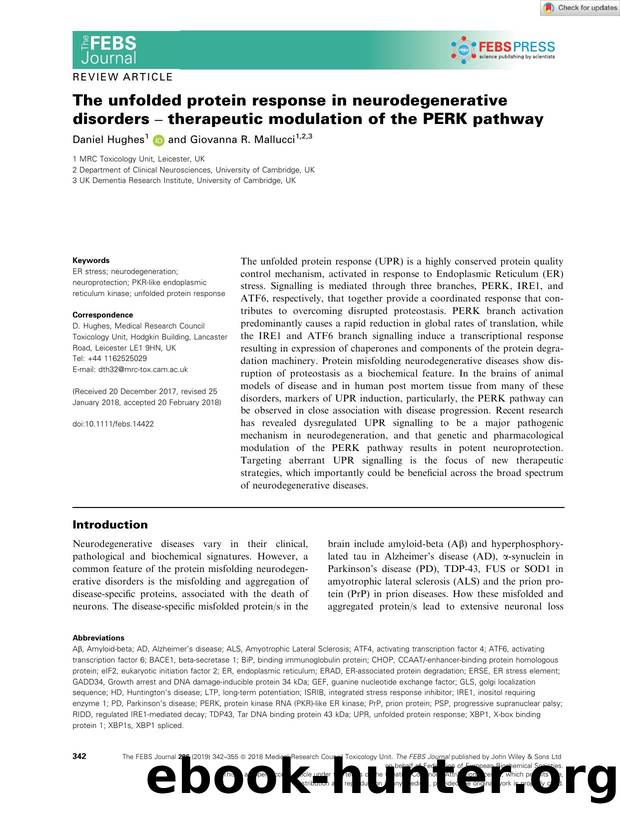 The unfolded protein response in neurodegenerative disorders â therapeutic modulation of the PERK pathway by Unknown