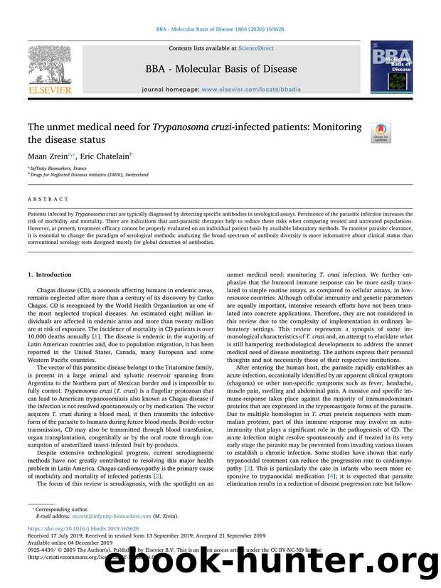 The unmet medical need for Trypanosoma cruzi-infected patients_ Monitoring the disease status by Maan Zrein & Eric Chatelain
