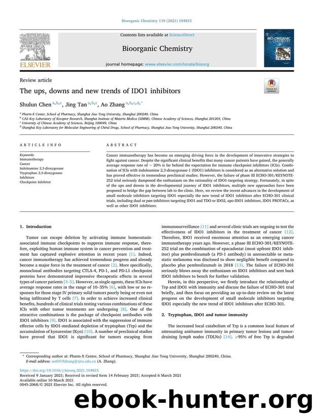 The ups, downs and new trends of IDO1 inhibitors by Shulun Chen & Jing Tan & Ao Zhang