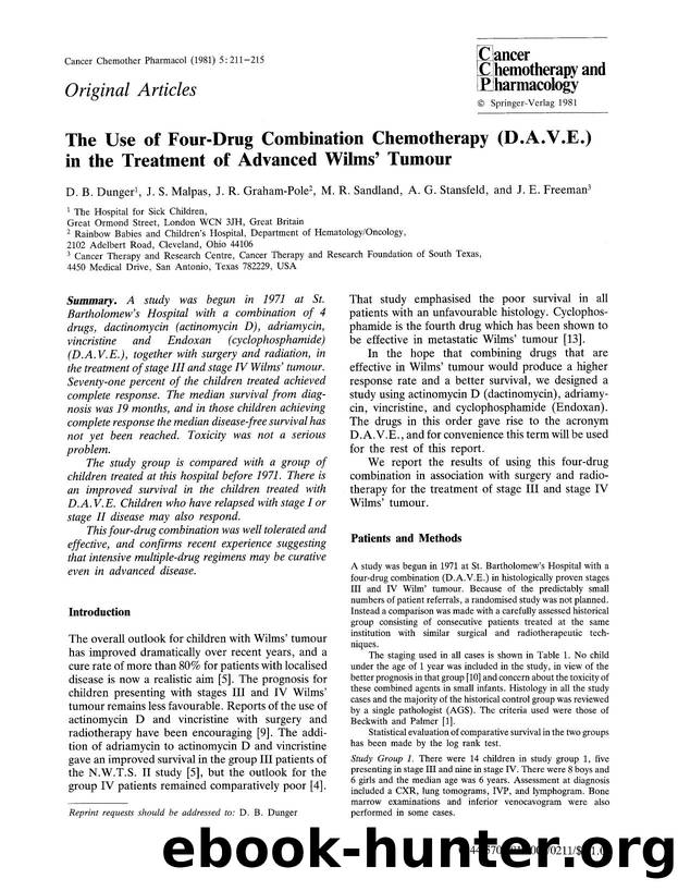 The use of four-drug combination chemotherapy (D.A.V.E.) in the treatment of advanced Wilms' tumour by Unknown