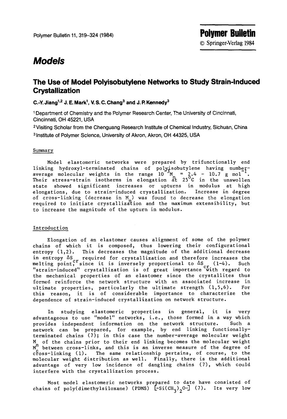The use of model polyisobutylene networks to study strain-induced crystallization by Unknown