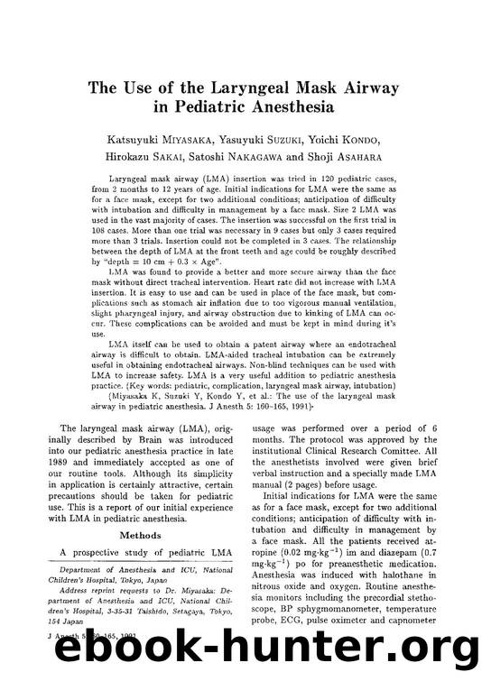 The use of the laryngeal mask airway in pediatric anesthesia by Unknown