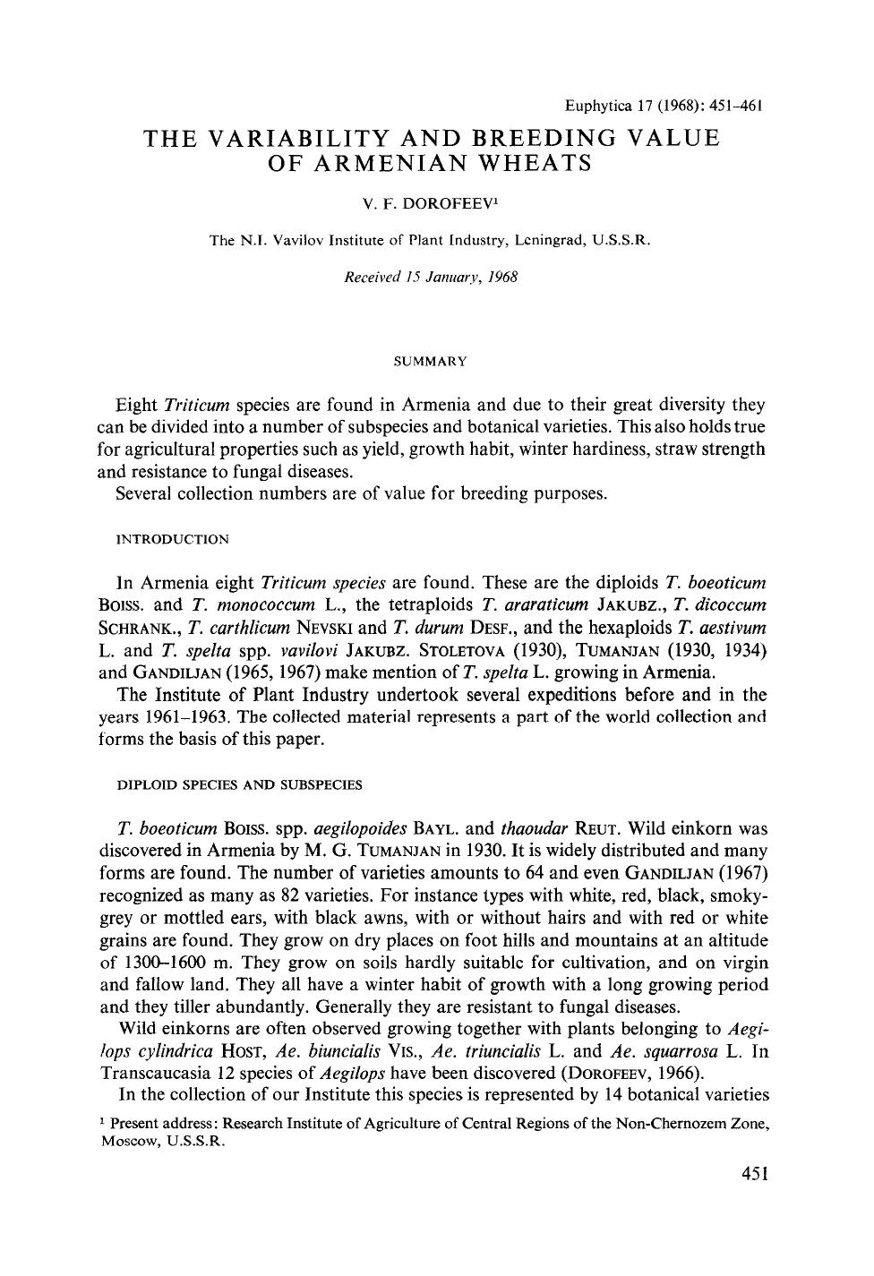 The variability and breeding value of Armenian wheats by Unknown