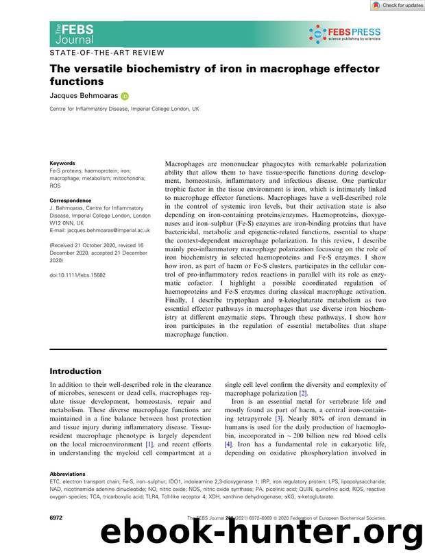 The versatile biochemistry of iron in macrophage effector functions by Unknown