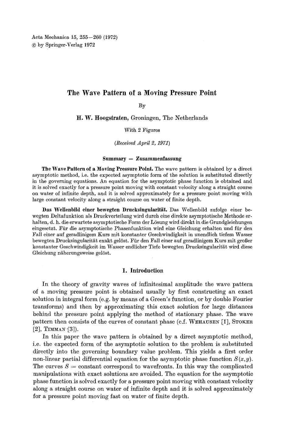 The wave pattern of a moving pressure point by Unknown