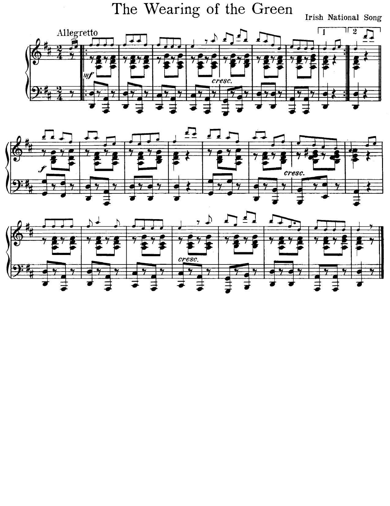 The wearing of the green by Irish National song