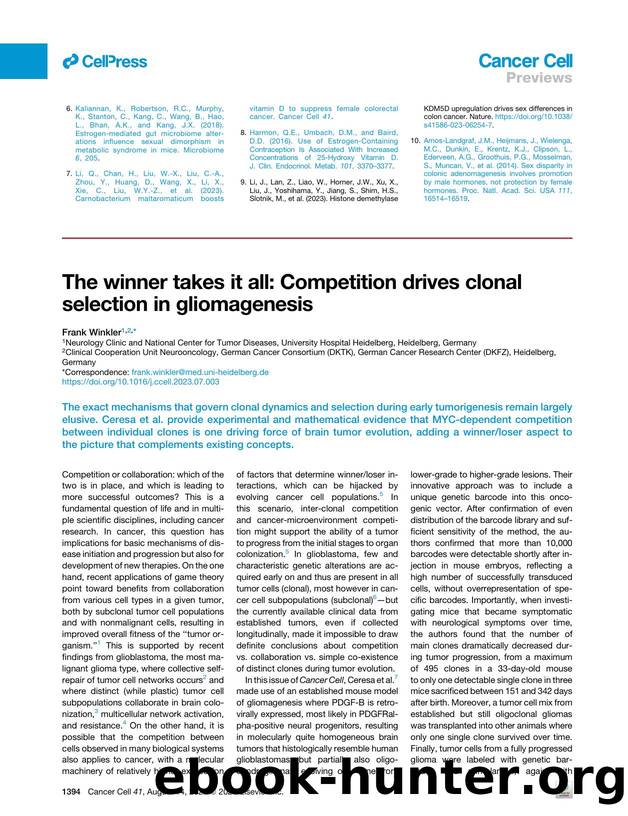 The winner takes it all: Competition drives clonal selection in gliomagenesis by Frank Winkler