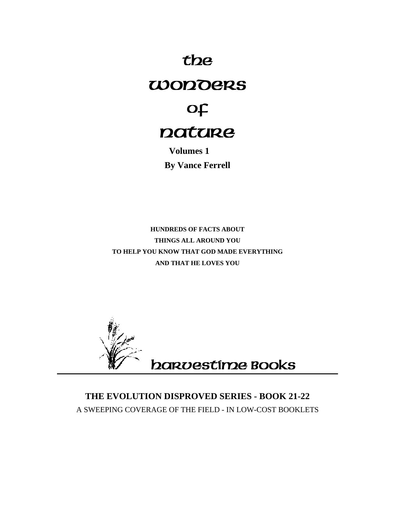 The wonders of nature vol 1 by Ferrell Vance