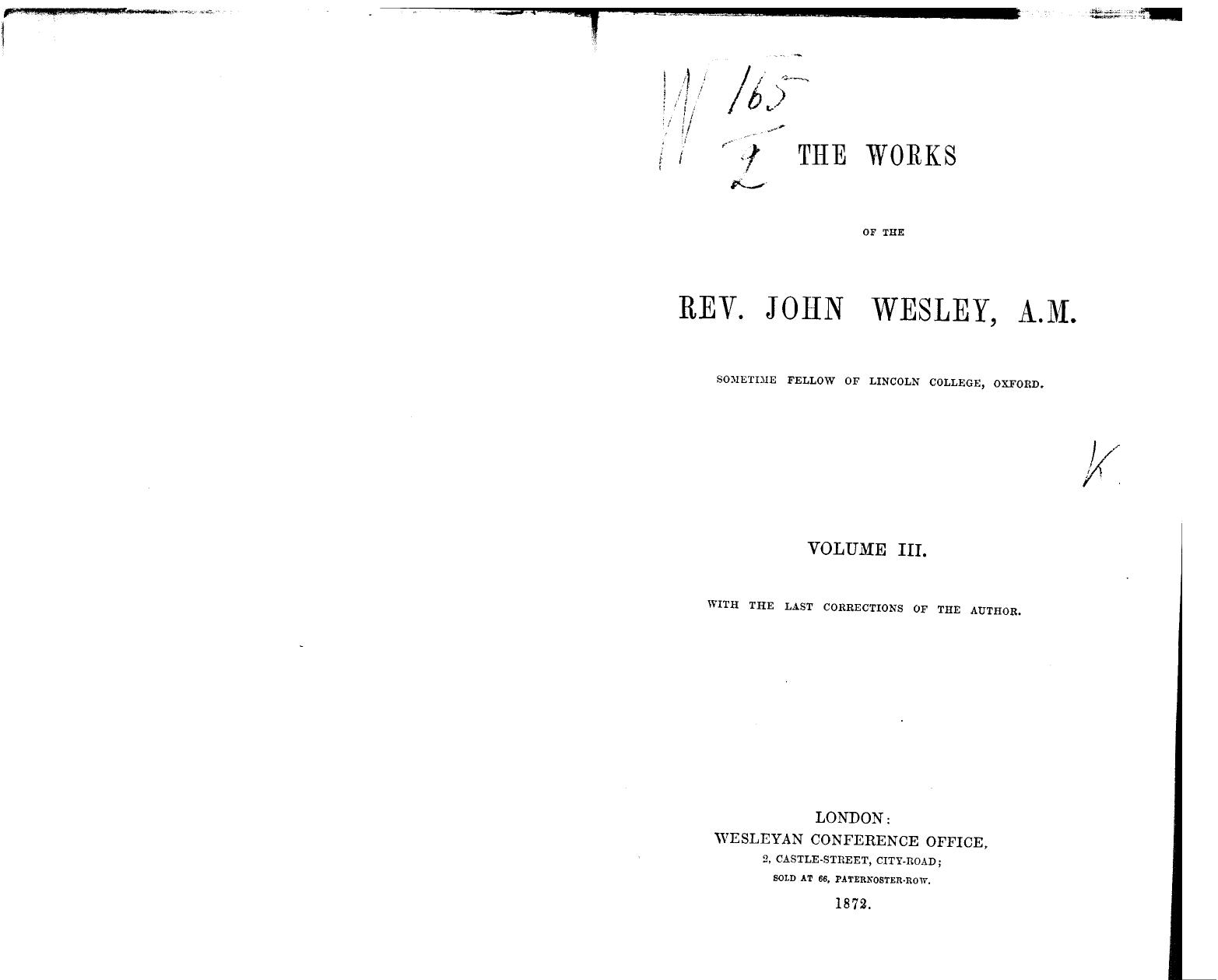 The works of the rev. john wesley  . vol. 3 by 1872