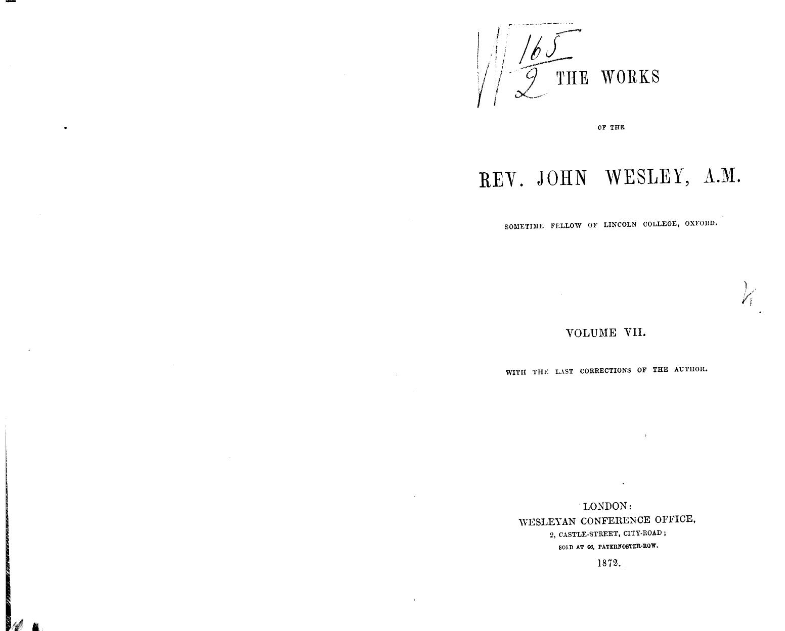 The works of the rev. john wesley, a.m.  . vol. 7 by 1872