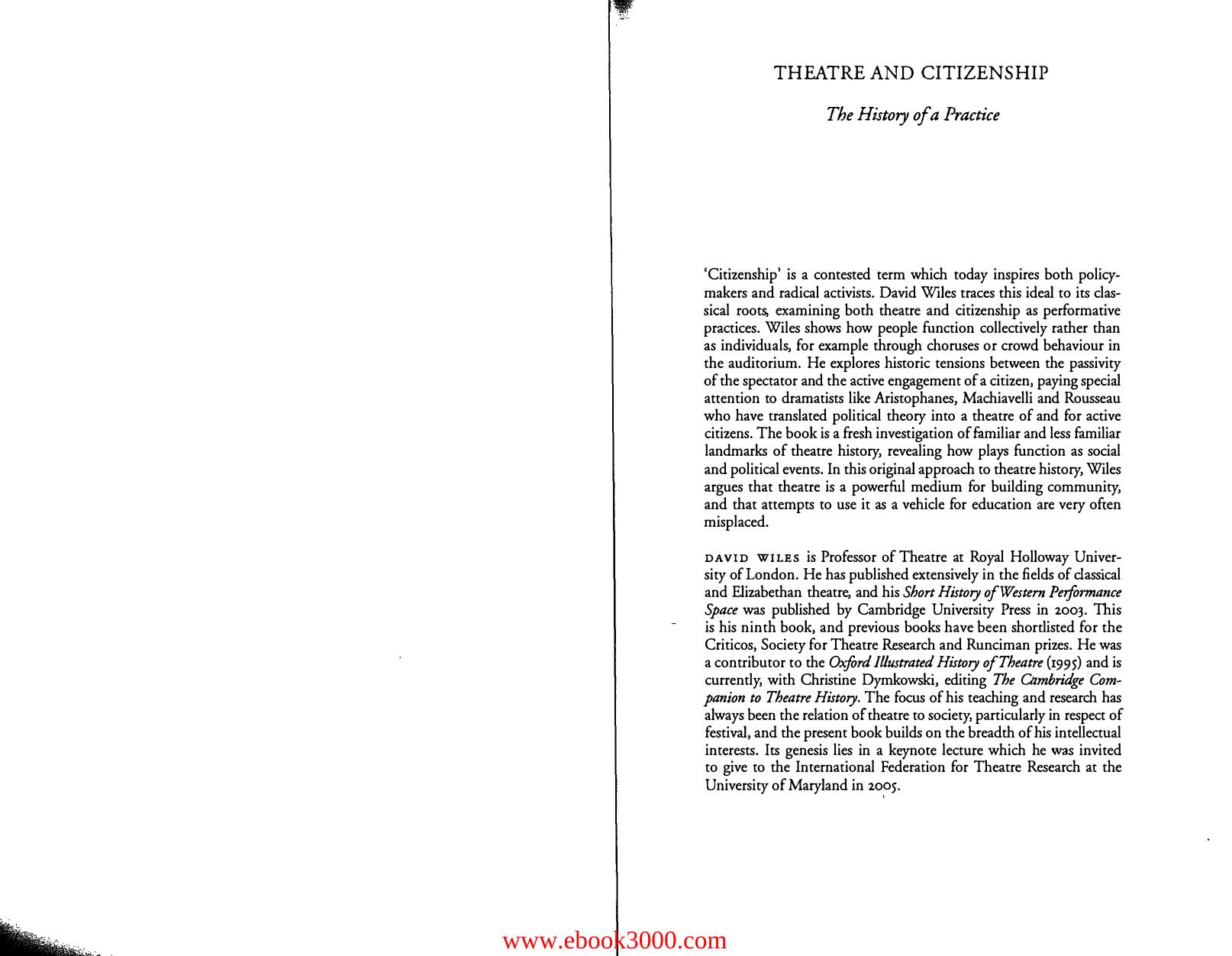 Theatre and Citizenship: The History of a Practice by Unknow