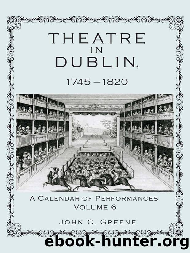 Theatre in Dublin, 1745â1820 : A Calendar of Performances by John C. Greene