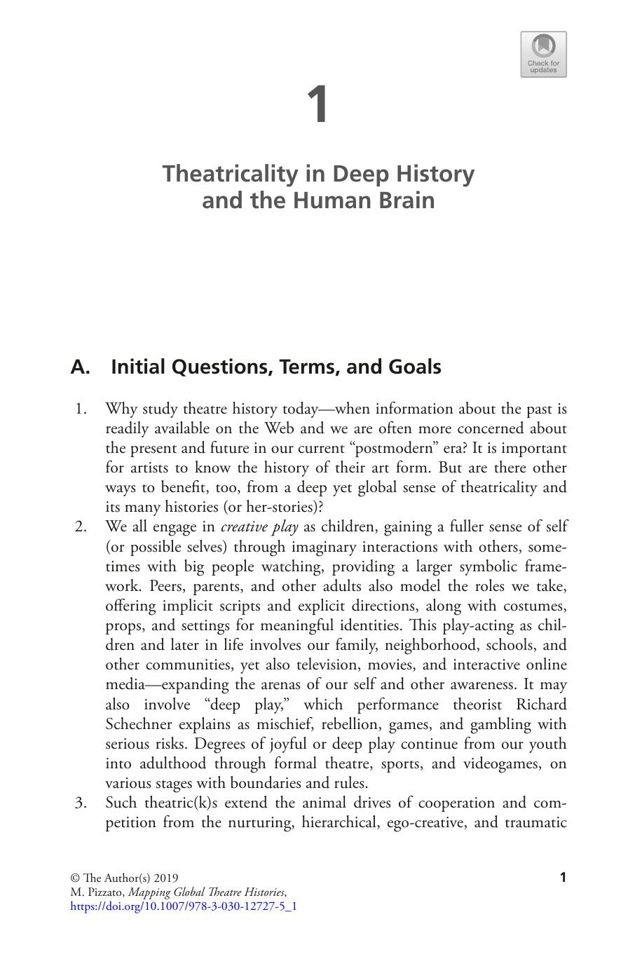 Theatricality in Deep History and the Human Brain by Mark Pizzato