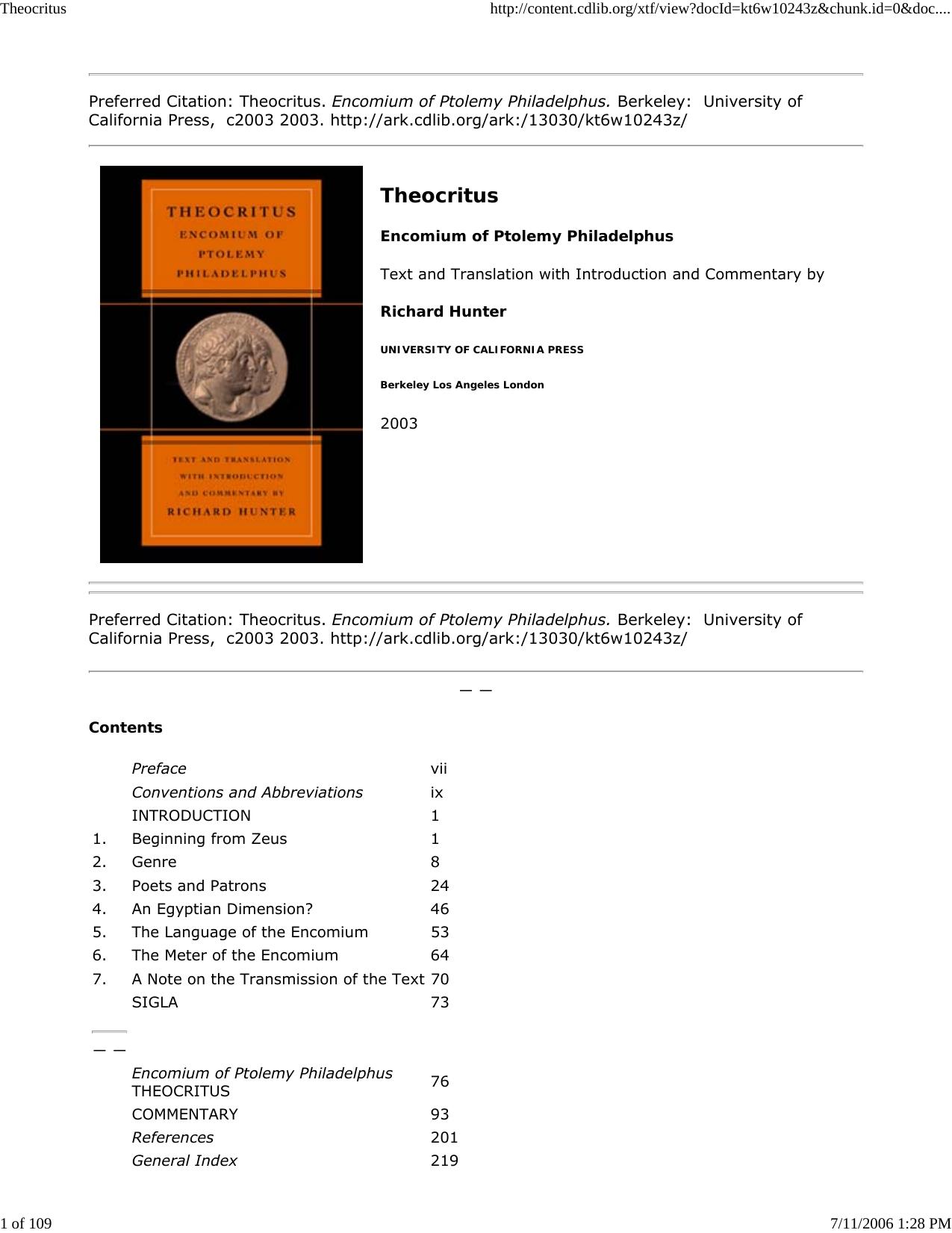 Theocritus by Master Clark