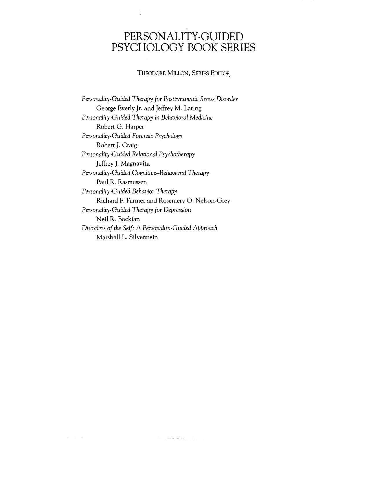 Theodore Millon - Disorders of the Self by A Personality Guided Approach