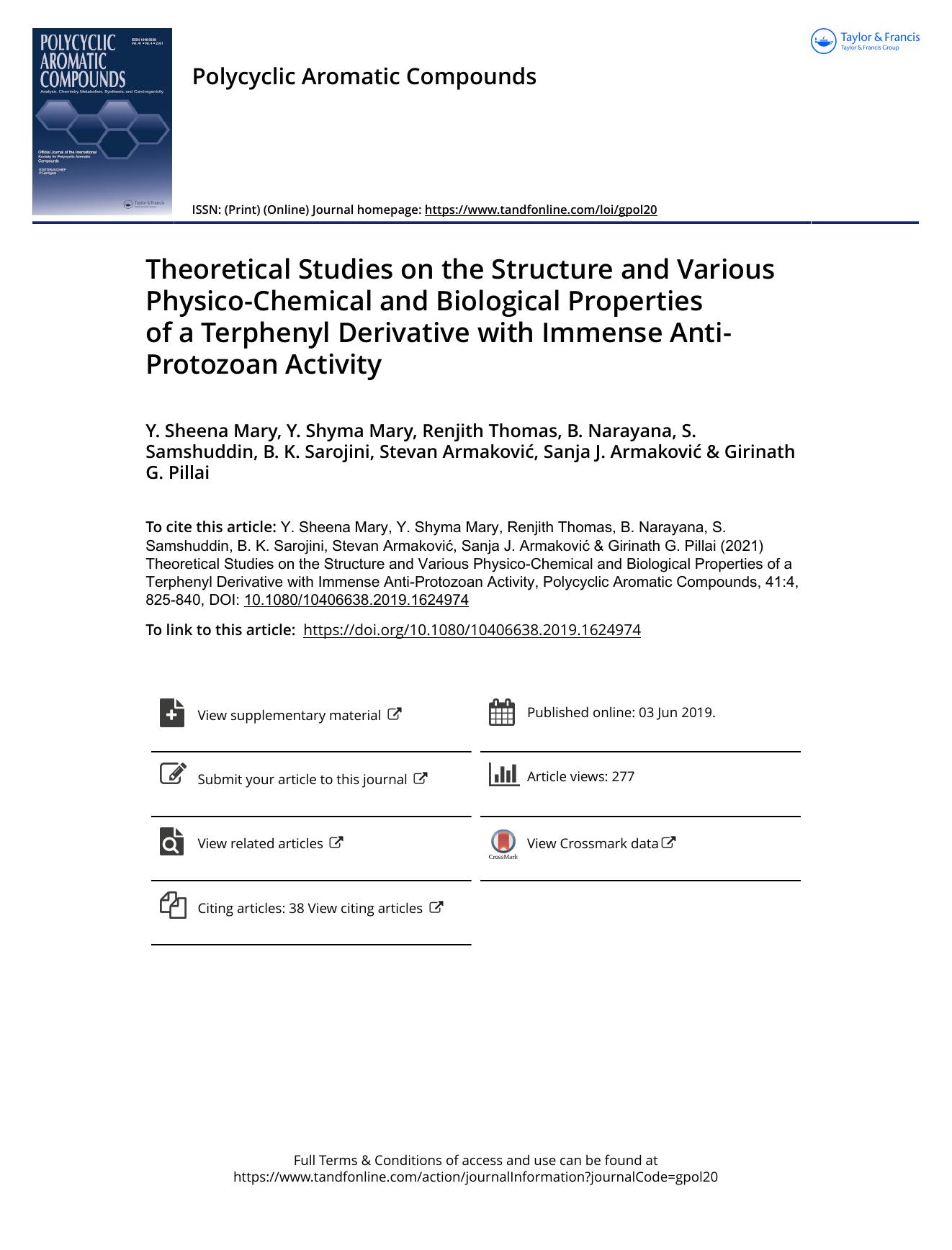 Theoretical Studies on the Structure and Various Physico-Chemical and Biological Properties of a Terphenyl Derivative with Immense Anti-Protozoan Activity by unknow