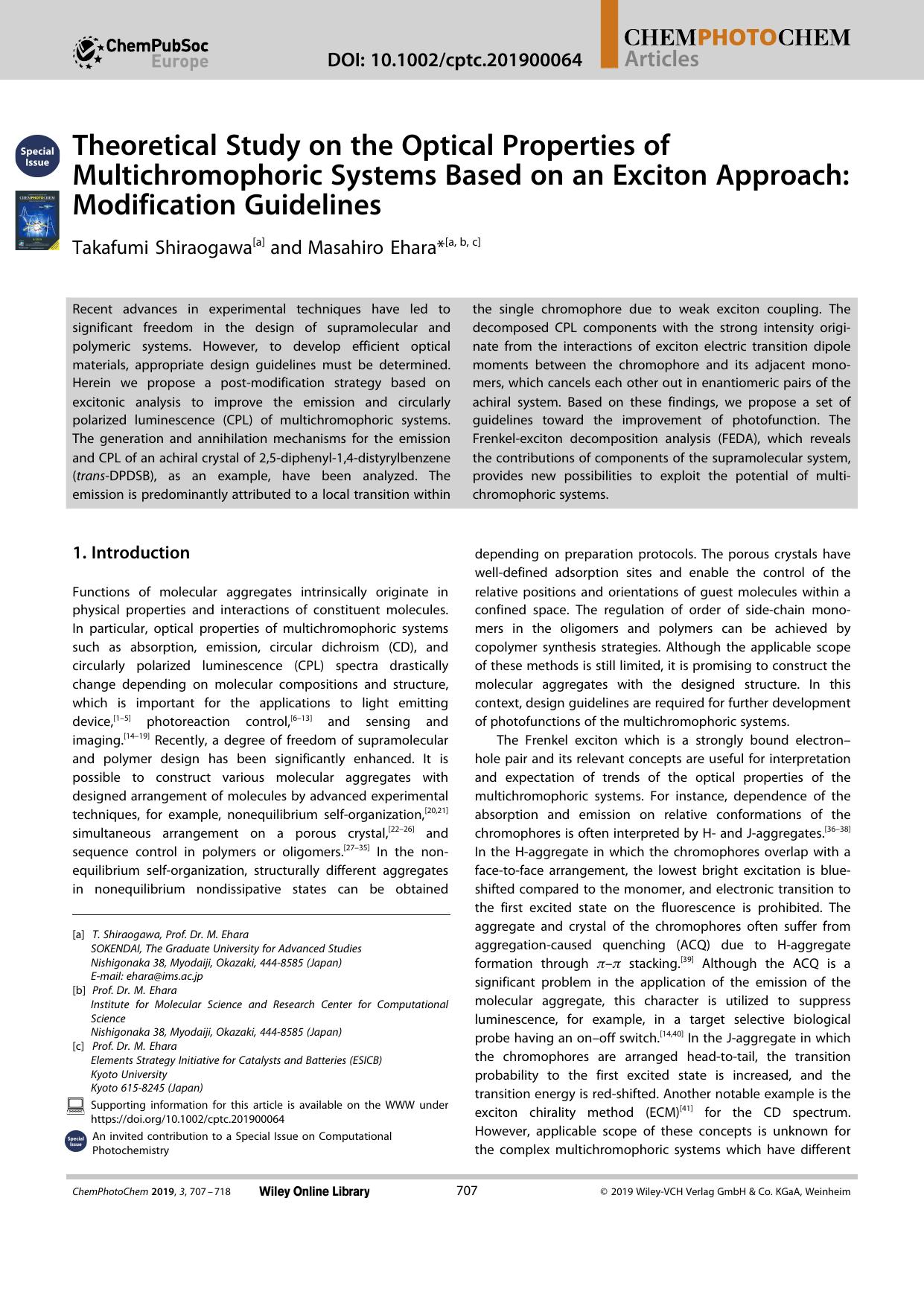 Theoretical Study on the Optical Properties of Multichromophoric Systems Based on an Exciton Approach: Modification Guidelines by Unknown