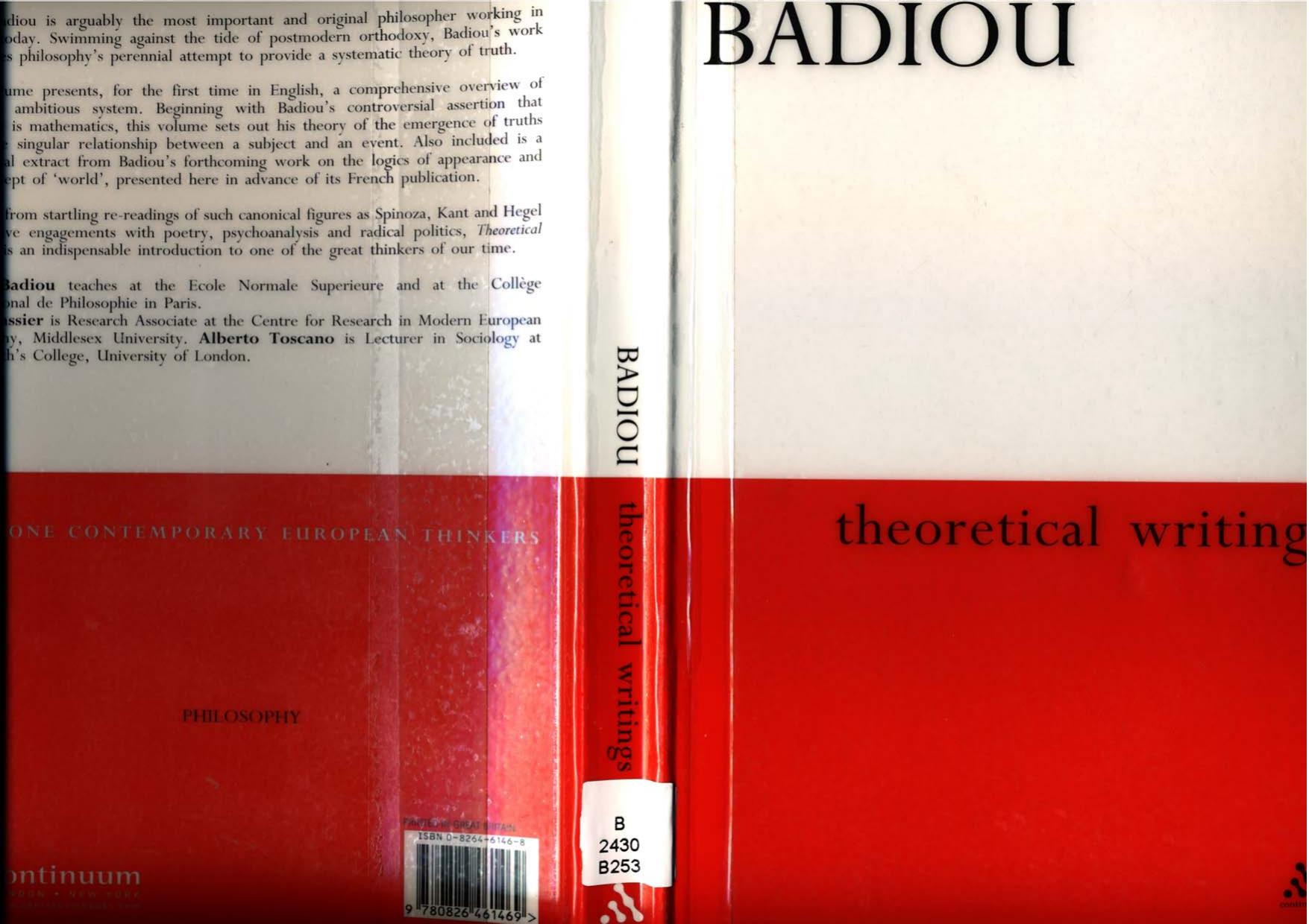 Theoretical Writings by Alain Badiou