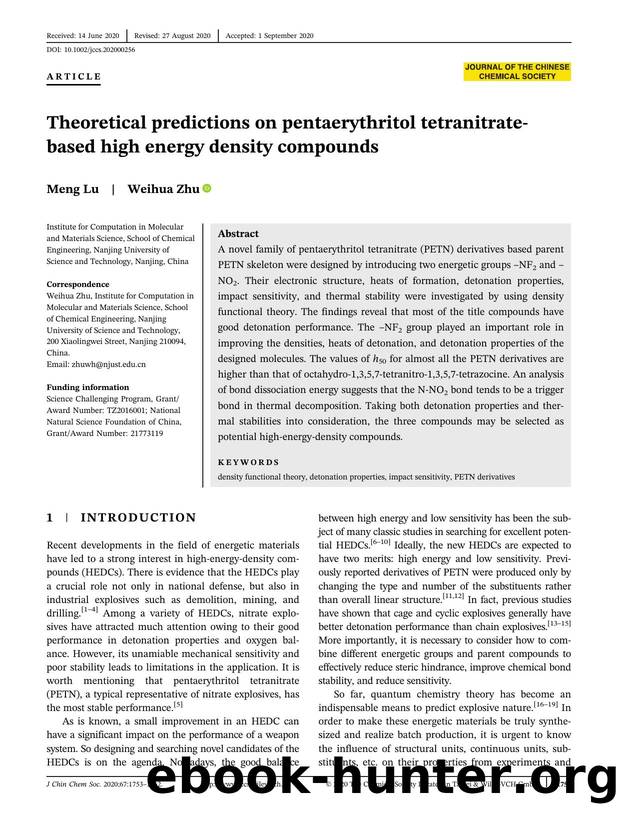 Theoretical predictions on PETN-based high energy density compounds by Unknown
