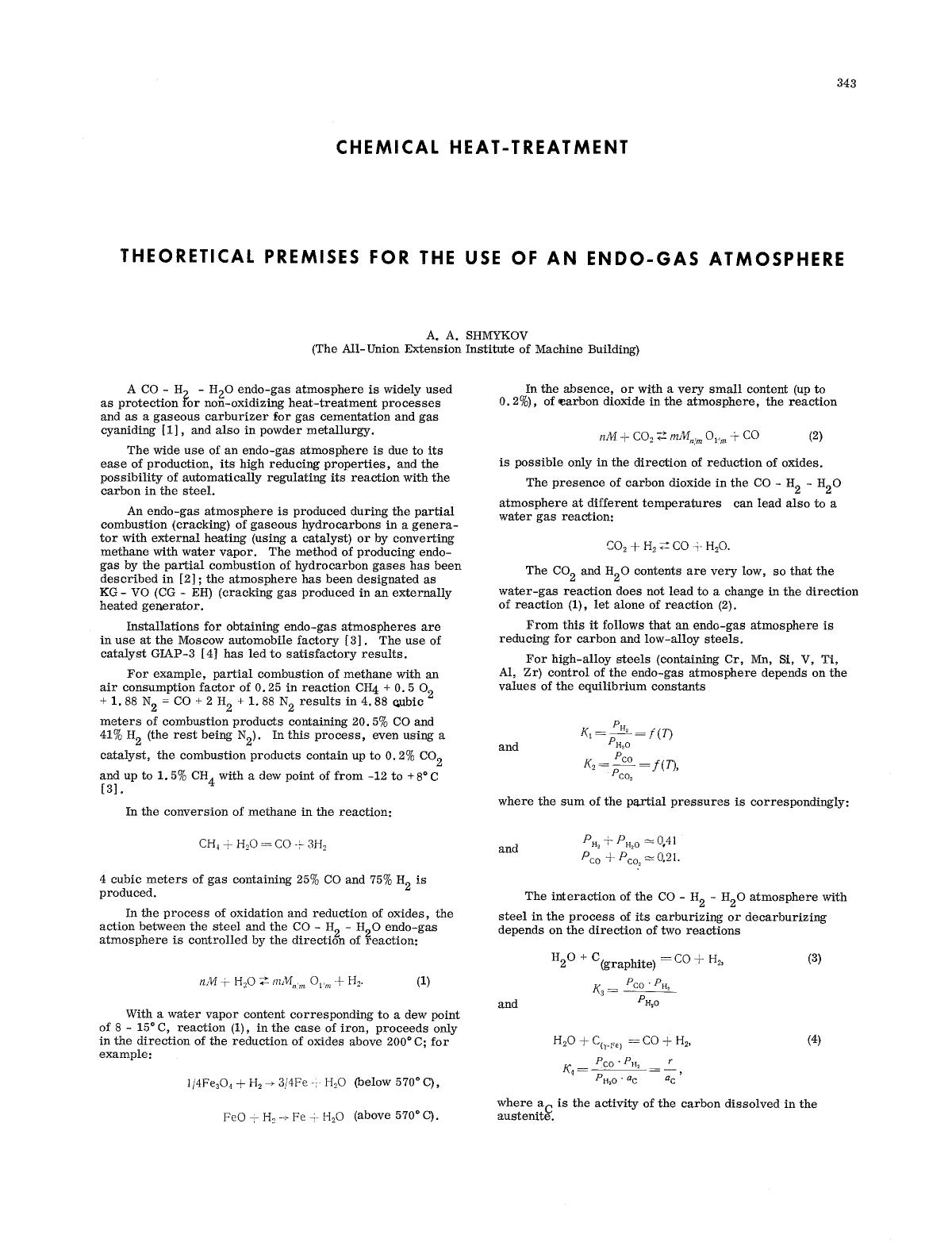 Theoretical premises for the use of an endo-gas atmosphere by Unknown