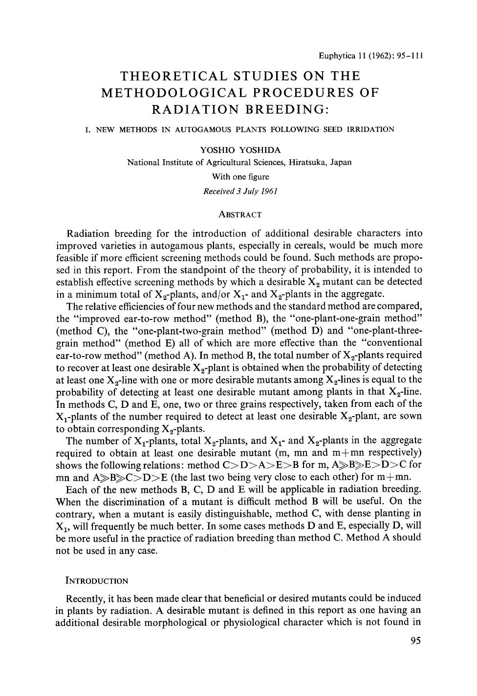 Theoretical studies on the methodological procedures of radiation breeding by Unknown