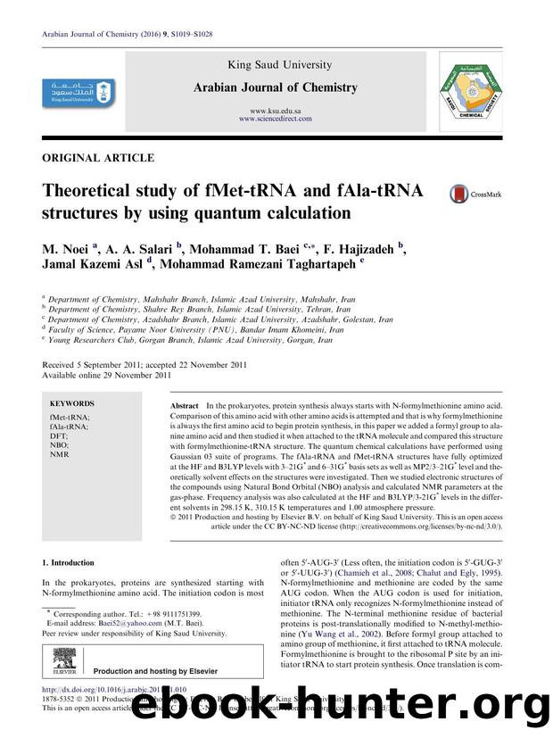Theoretical study of fMet-tRNA and fAla-tRNA structures by using quantum calculation by unknow