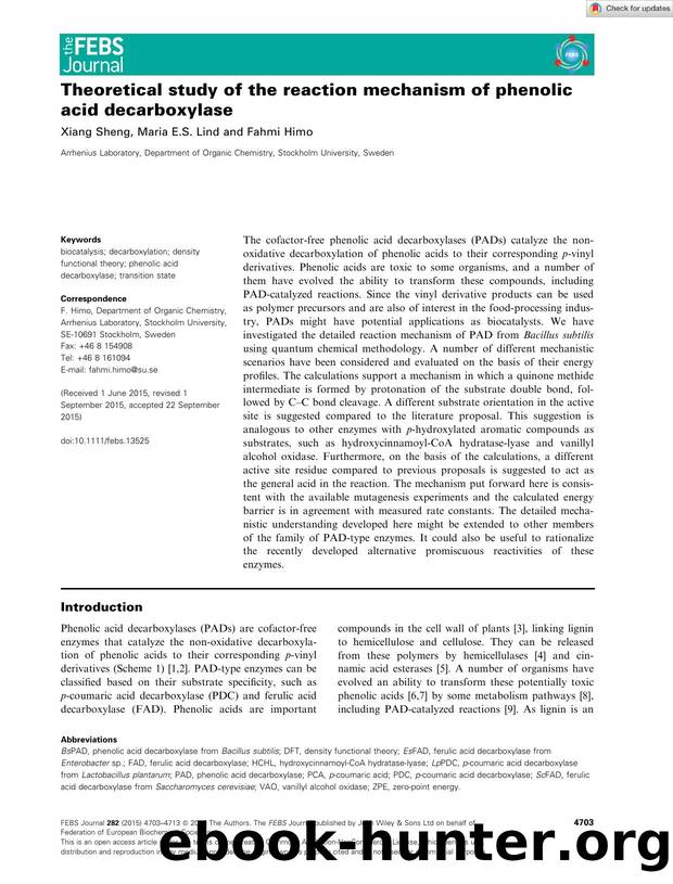 Theoretical study of the reaction mechanism of phenolic acid decarboxylase by Unknown