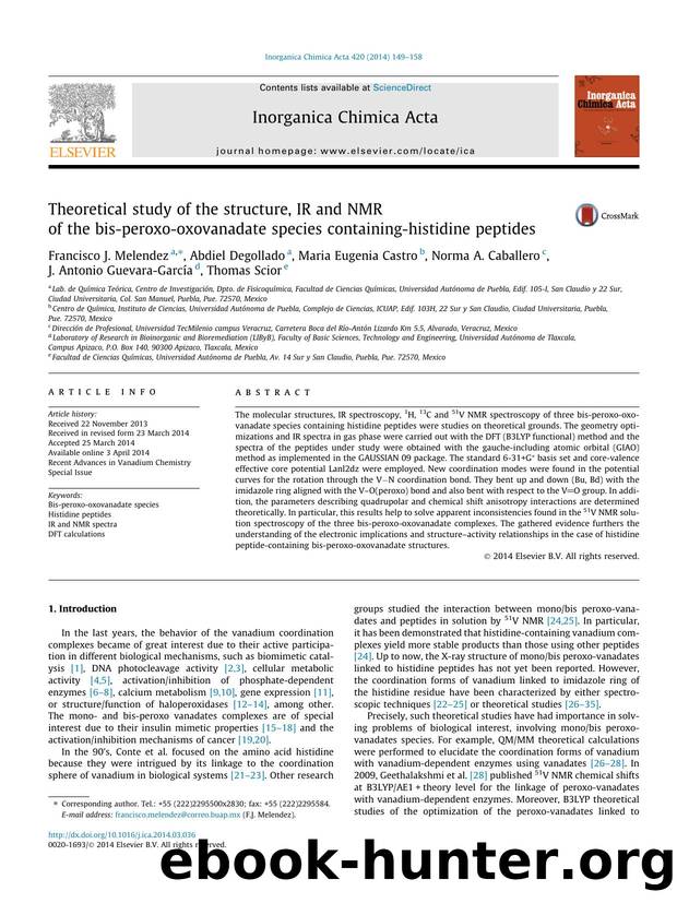 Theoretical study of the structure, IR and NMR of the bis-peroxo-oxovanadate species containing-histidine peptides by unknow