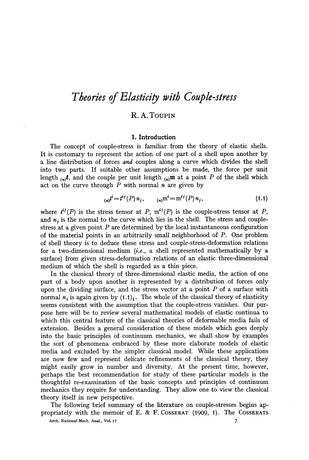 Theories of elasticity with couple-stress by Unknown