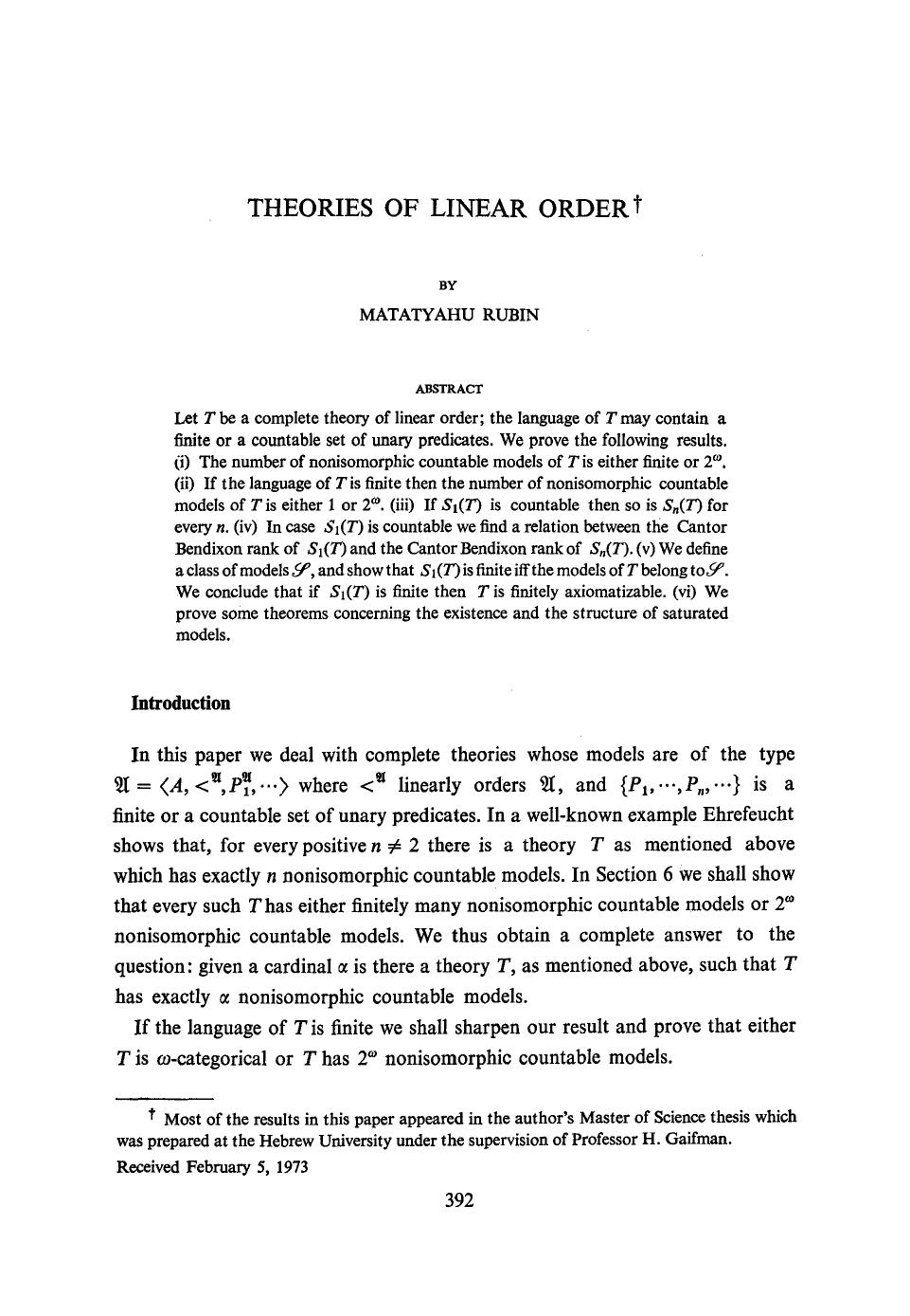 Theories of linear order by Unknown