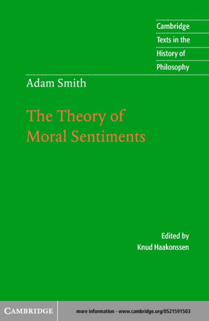 Theory Of Moral Sentiments (History Of Philosophy) - Adam Smith by Cambridge