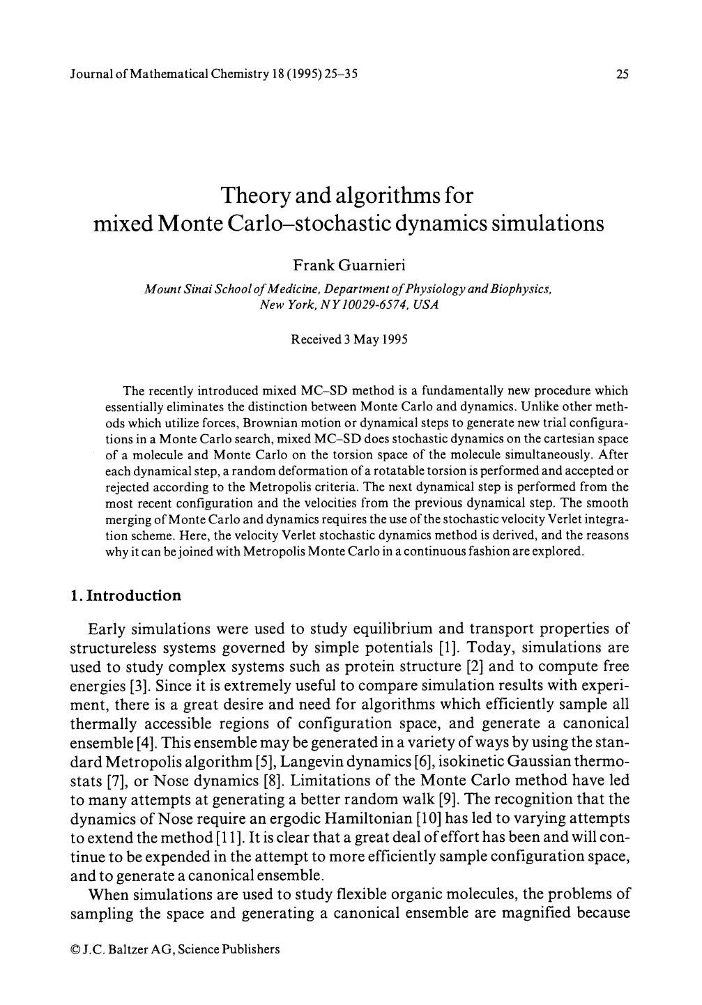 Theory and algorithms for mixed Monte Carlo-stochastic dynamics simulations by Unknown