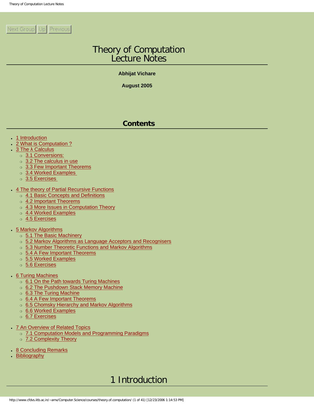 Theory of Computation by Abhijat Vichare