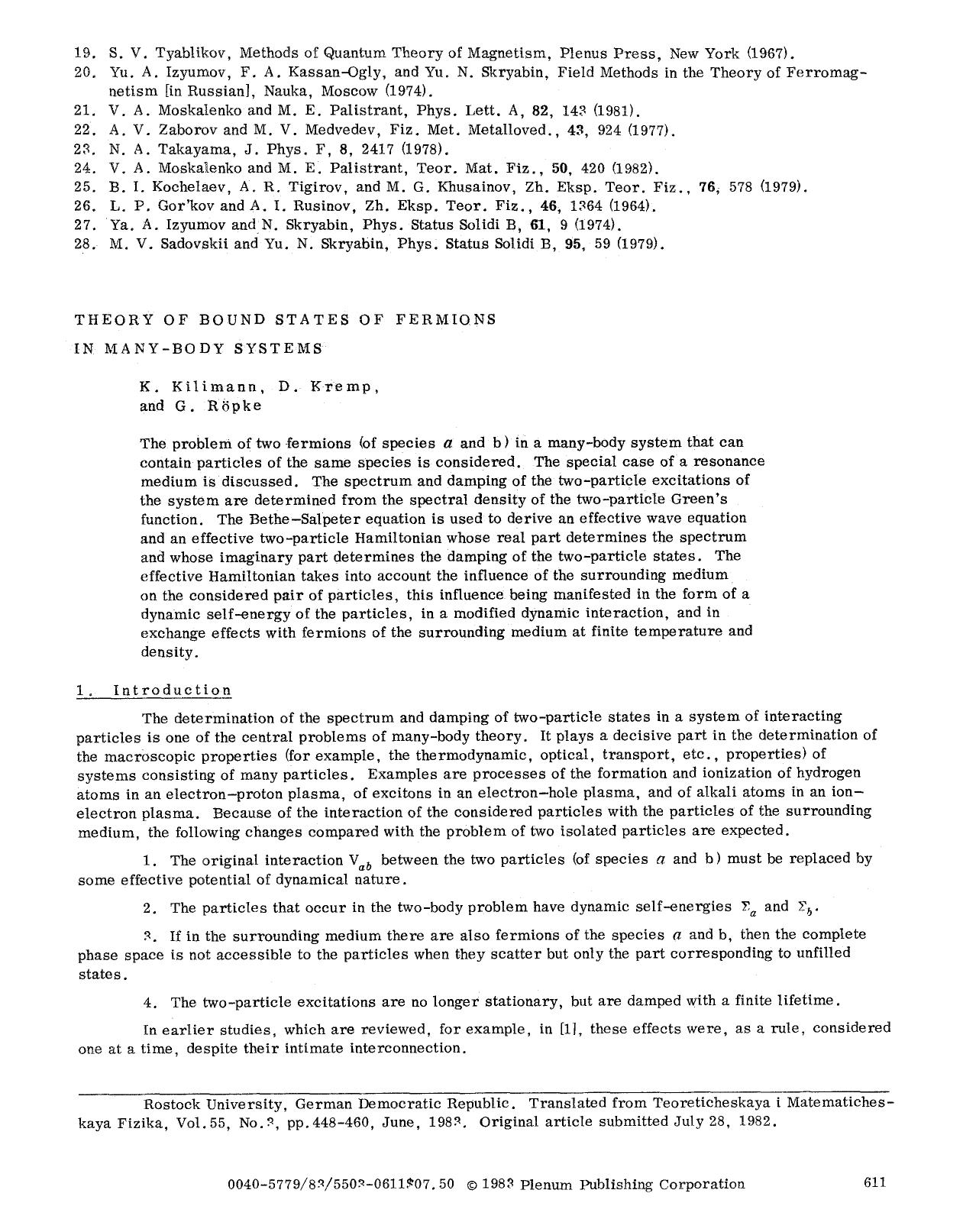 Theory of bound states of fermions in many-body systems by Unknown