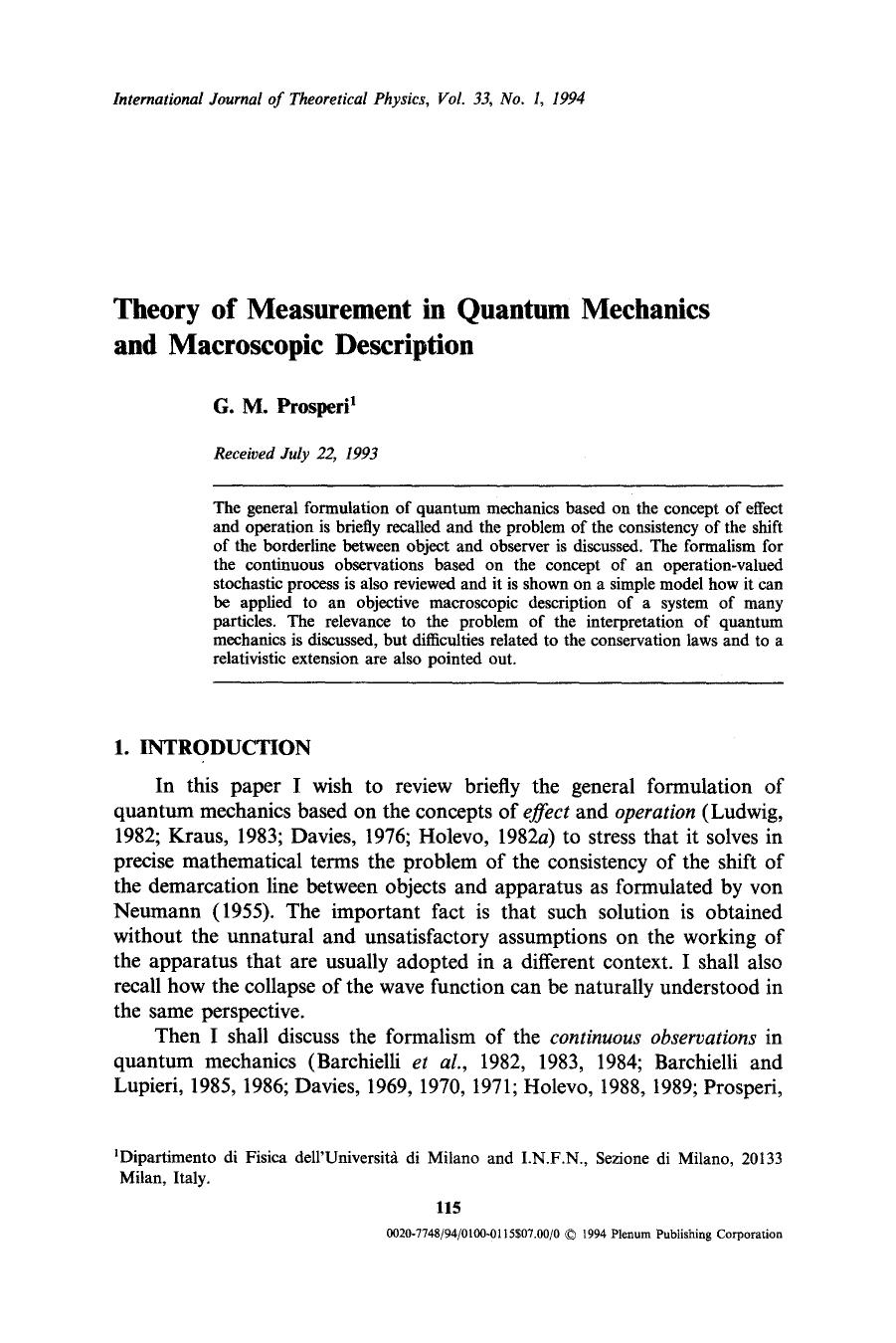 Theory of measurement in quantum mechanics and macroscopic description by Unknown